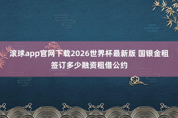 滚球app官网下载2026世界杯最新版 国银金租签订多少融资租借公约