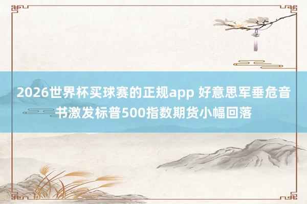 2026世界杯买球赛的正规app 好意思军垂危音书激发标普500指数期货小幅回落