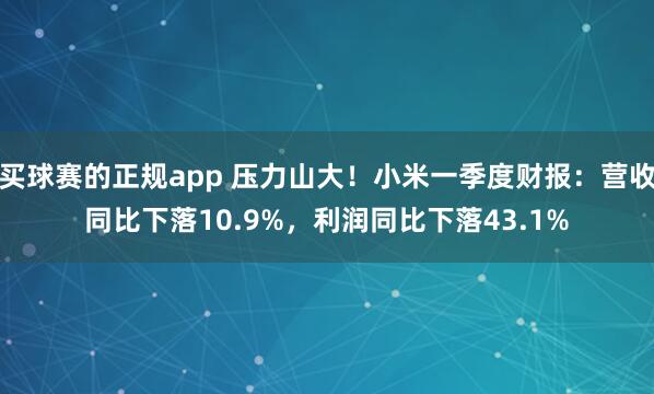 买球赛的正规app 压力山大！小米一季度财报：营收同比下落10.9%，利润同比下落43.1%