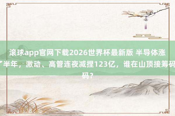 滚球app官网下载2026世界杯最新版 半导体涨了半年，激动、高管连夜减捏123亿，谁在山顶接筹码？