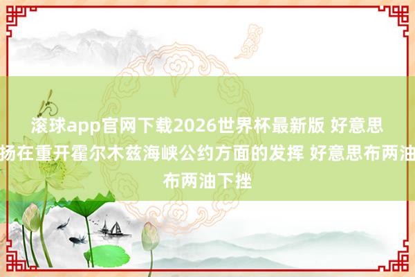 滚球app官网下载2026世界杯最新版 好意思国宣扬在重开霍尔木兹海峡公约方面的发挥 好意思布两油下挫