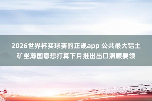 2026世界杯买球赛的正规app 公共最大铝土矿坐蓐国意想打算下月推出出口照顾要领
