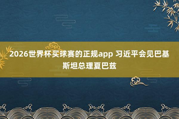 2026世界杯买球赛的正规app 习近平会见巴基斯坦总理夏巴兹