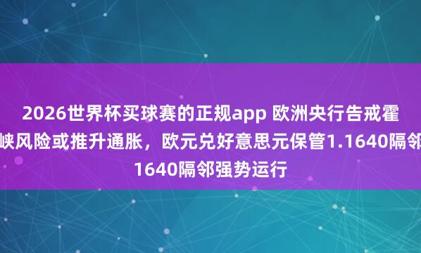 2026世界杯买球赛的正规app 欧洲央行告戒霍尔木兹海峡风险或推升通胀，欧元兑好意思元保管1.1640隔邻强势运行