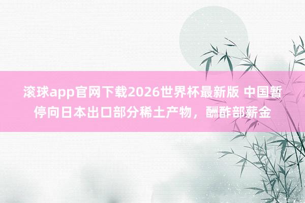 滚球app官网下载2026世界杯最新版 中国暂停向日本出口部分稀土产物，酬酢部薪金
