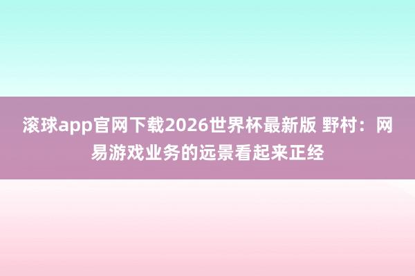 滚球app官网下载2026世界杯最新版 野村：网易游戏业务的远景看起来正经
