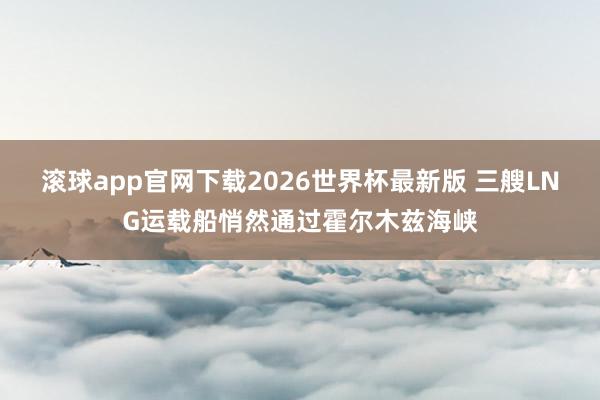 滚球app官网下载2026世界杯最新版 三艘LNG运载船悄然通过霍尔木兹海峡