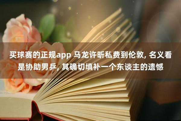 买球赛的正规app 马龙许昕私费到伦敦, 名义看是协助男乒, 其确切填补一个东谈主的遗憾