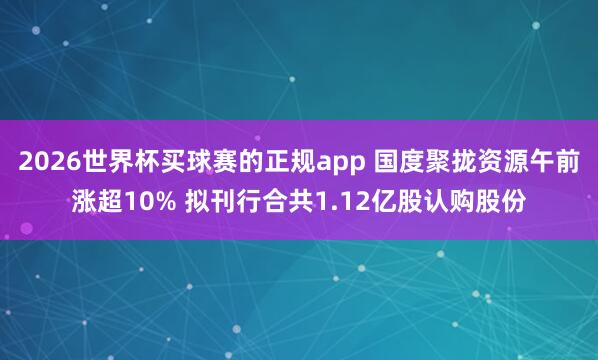 2026世界杯买球赛的正规app 国度聚拢资源午前涨超10% 拟刊行合共1.12亿股认购股份