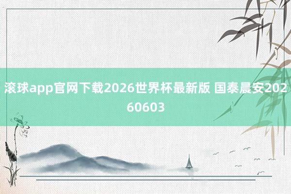 滚球app官网下载2026世界杯最新版 国泰晨安20260603