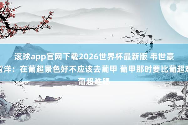 滚球app官网下载2026世界杯最新版 韦世豪忆留洋：在葡超景色好不应该去葡甲 葡甲那时要比葡超难踢