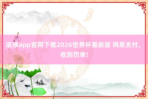 滚球app官网下载2026世界杯最新版 网易支付， 收到罚单!