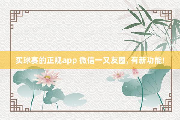 买球赛的正规app 微信一又友圈, 有新功能!