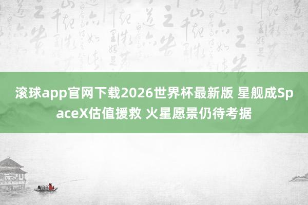 滚球app官网下载2026世界杯最新版 星舰成SpaceX估值援救 火星愿景仍待考据
