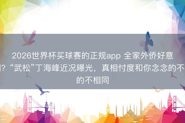 2026世界杯买球赛的正规app 全家外侨好意思国?“武松”丁海峰近况曝光,真相忖度和你念念的不相同