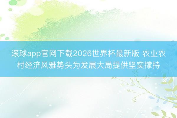 滚球app官网下载2026世界杯最新版 农业农村经济风雅势头为发展大局提供坚实撑持