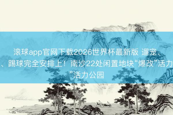 滚球app官网下载2026世界杯最新版 遛宠、逛集、踢球完全安排上!南沙22处闲置地块“爆改”活力公园