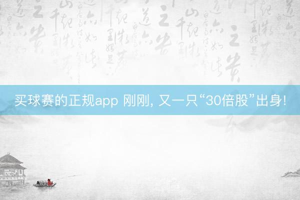 买球赛的正规app 刚刚， 又一只“30倍股”出身!